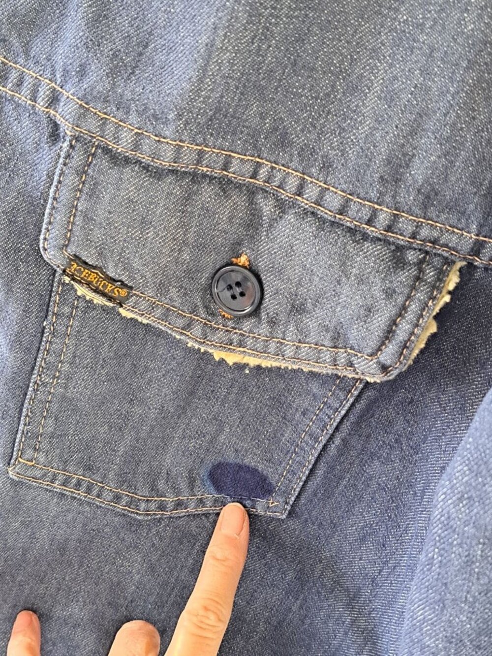 Vintage 70's Sears Roebucks Sherpa-Lined Denim Jacket  Work Coat L Blue Men's - Picture 5 of 13